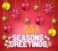 Seasons Greeting 3D Typography Decorative Poster for Christmas Holiday