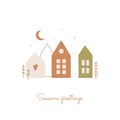 Seasons greetings card in scandinavian style. Royalty Free Stock Photo