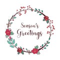 Seasons greetings with a lovely wreath and text