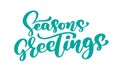 Seasons Greetings text calligraphy Vector illustration. Hand drawn elegant modern brush lettering of isolated on white Royalty Free Stock Photo