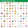 100 seasons icons set, cartoon style Royalty Free Stock Photo