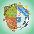 Four Seasons Earth Illustrations Flat Style Vector