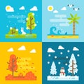 4 seasons park flat design set