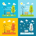 4 seasons park flat design set