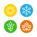 Seasons Set Colorful Icons - The seasons - summer, winter, spring and autumn - Weather forecast sign. Royalty Free Stock Photo