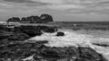 seascape of Bamboo island. Black and white color