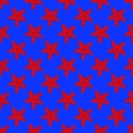 Seastar seamless pattern on the blue background