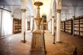 MONTE OLIVETO, TUSCANY. The library interior and frescoes of the Abbey of Monte Oliveto Maggiore is. Near Siena. Italy.