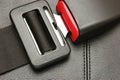 seat belt on a black leather chair Royalty Free Stock Photo