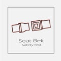 Seat belt vector icon eps 10. Simple isolated safety first symbol outline illustration