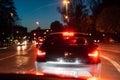 Seat car in traffic jam at night