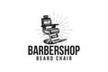 seat chair barber shop vintage hand drawn barber shop logo design inspiration. Royalty Free Stock Photo