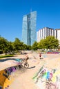 Seat of the European Central Bank (ECB) in Frankfurt am Main, Germany Royalty Free Stock Photo