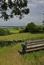 Seat and lansdscape on the Tissington trail, Peak district Royalty Free Stock Photo