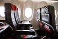 Seat rows in an airplane cabin Royalty Free Stock Photo