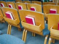 Seat rows with bibles in the church