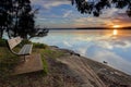 Seat with a sunset view St Georges Basin Royalty Free Stock Photo