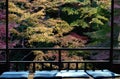 Seat of the windowsill in Japanese zen garden