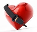 Seatbelt around the red heart. 3D illustration Royalty Free Stock Photo