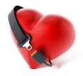 Seatbelt around the red heart. 3D illustration