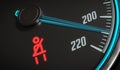 Seatbelt warning light control in car dashboard. 3D rendered illustration