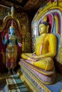 A seated Buddhist statue at Mulkirigala in Sri Lanka.