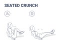 Seated Crunch Woman Abs Home Workout Exercise Guidance Illustration Concept