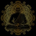 Seated meditating Gold Buddha