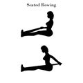 Seated rowing exercise illustration silhouette
