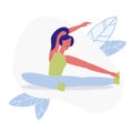 Seated Side Bend, Pilates Flat Vector Illustration