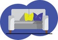 2 seater sofa, business concepts for the construction sector, shown in flat vector design