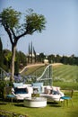 Seating area in the garden at the wedding party Royalty Free Stock Photo