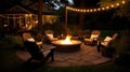 seating back yard fire pit Royalty Free Stock Photo