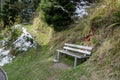 Seating in Gimmelwald with Snow in Autumn Switzerland Royalty Free Stock Photo