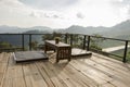 Seating overlooking the mountain on bamboo