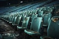 Seats in an abandoned stadium. Generative AI