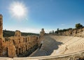 Seats of ancient Odeon of Herodes Atticus is located on the south slope of the Acropolis of Athens, Greece Royalty Free Stock Photo