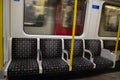 Seats on a London Underground train carriage