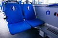 Seats for old or disabled people in modern bus Royalty Free Stock Photo