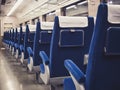 Seats row interior Train Travel Public Transportation Royalty Free Stock Photo