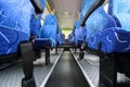 Seats in saloon of empty city bus Royalty Free Stock Photo