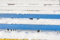 Seats in the stadium under the snow. Chairs for spectators at the stadium under the snow. Royalty Free Stock Photo