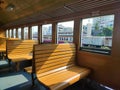 Seats on the Thai Vintage Train. Inside Retro Cabin Car at Hua Lamphong Station or Bangkok Central Railway Station. Bangkok, Royalty Free Stock Photo