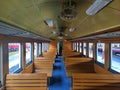 Seats on the Thai Vintage Train. Inside Retro Cabin Car at Hua Lamphong Station or Bangkok Central Railway Station. Bangkok, Royalty Free Stock Photo