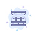 Seats, Train, Transportation, Travel Blue Icon on Abstract Cloud Background Royalty Free Stock Photo