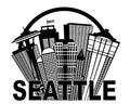 Seattle Abstract Skyline in Circle Black and White Royalty Free Stock Photo