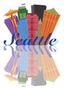 Seattle Abstract Skyline Reflection Illustration