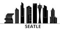 Seattle architecture vector city skyline, travel cityscape with landmarks, buildings, isolated sights on background Royalty Free Stock Photo