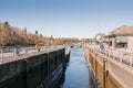 Seattle, Ballard, USA. March 2022. View of the Hiram Chittenden Locks, or Ballard Lacks, a complex of looks at the west end of