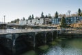 Seattle, Ballard, USA. March 2022. View of the Hiram Chittenden Locks, or Ballard Lacks, a complex of looks at the west end of Royalty Free Stock Photo